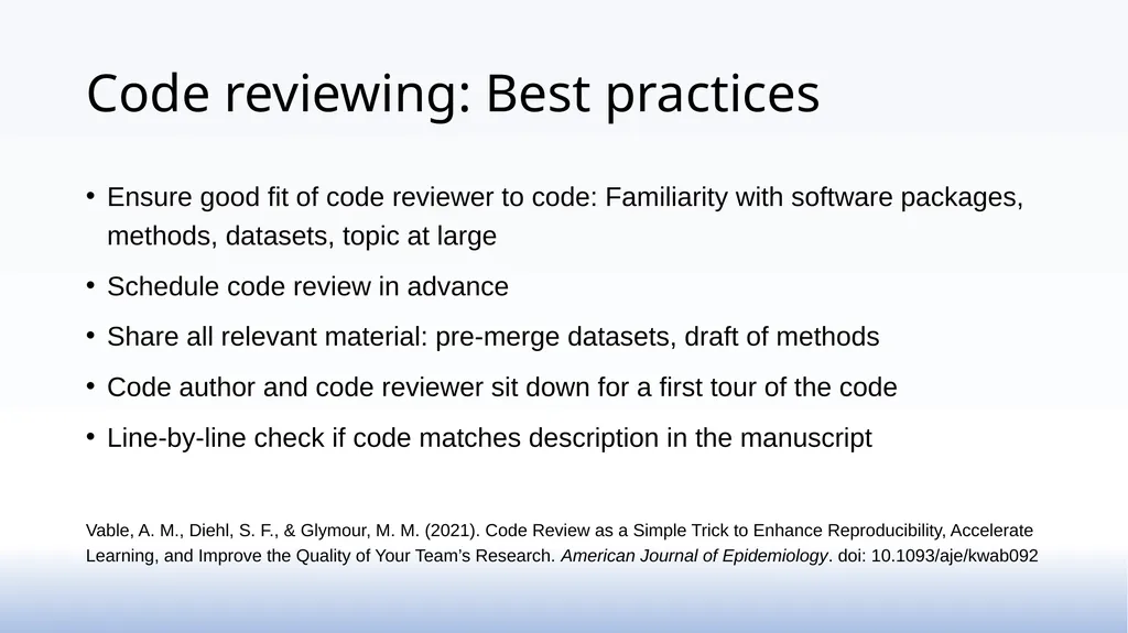 Code reviewing as a practice in research groups - slide 11 of 15