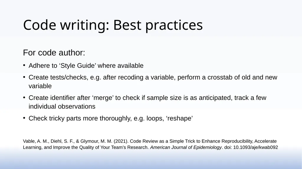 Code reviewing as a practice in research groups - slide 10 of 15