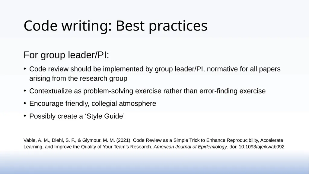 Code reviewing as a practice in research groups - slide 9 of 15