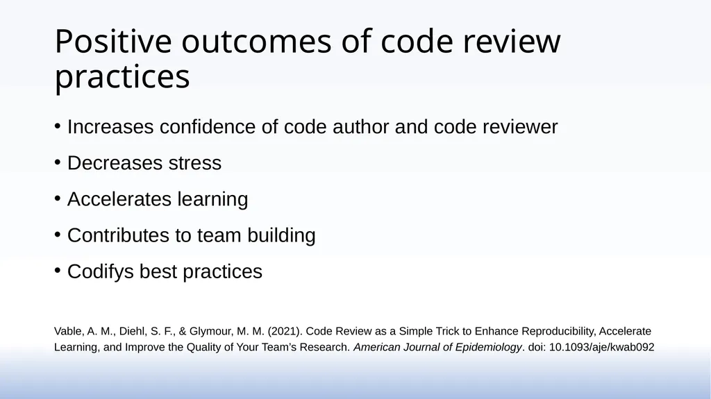 Code reviewing as a practice in research groups - slide 8 of 15