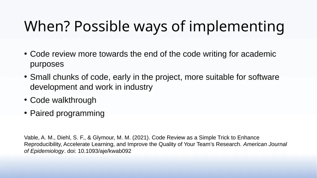 Code reviewing as a practice in research groups - slide 13 of 15
