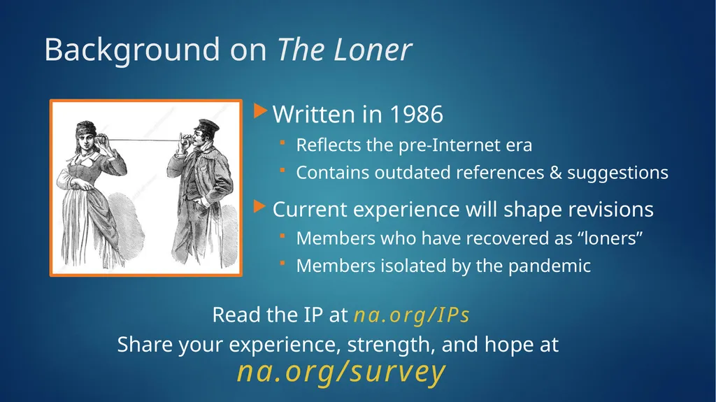IP #21: The Loner—Staying Clean in Isolation Input - slide 2 of 23