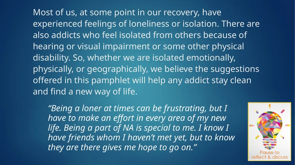 IP #21: The Loner—Staying Clean in Isolation Input - slide 6 of 23
