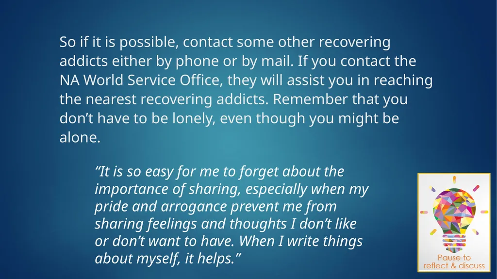 IP #21: The Loner—Staying Clean in Isolation Input - slide 10 of 23