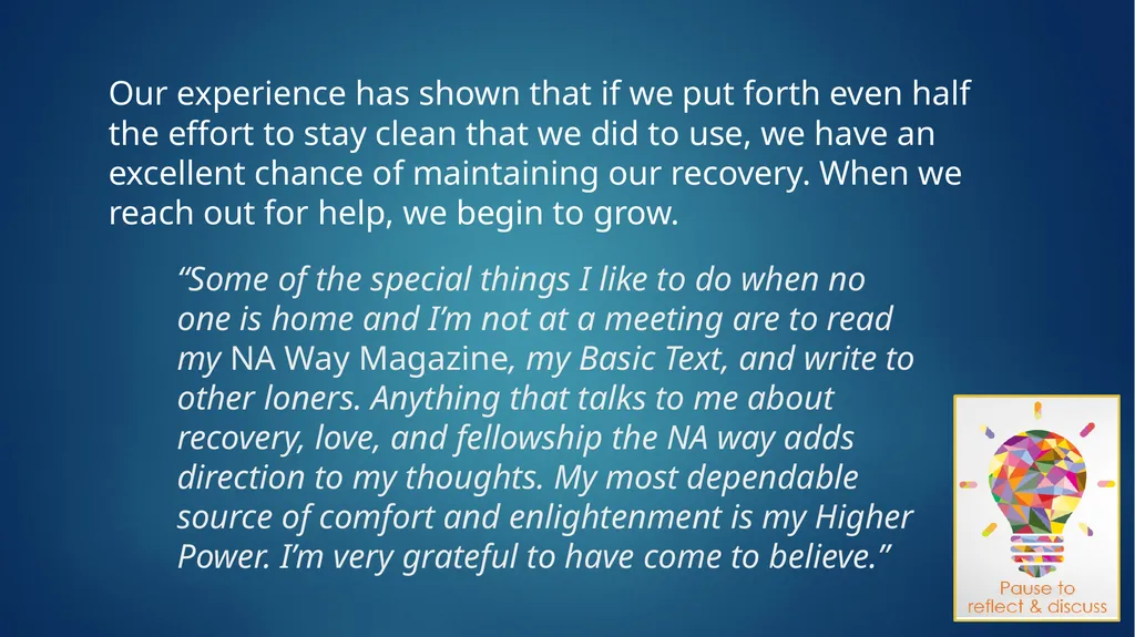 IP #21: The Loner—Staying Clean in Isolation Input - slide 19 of 23