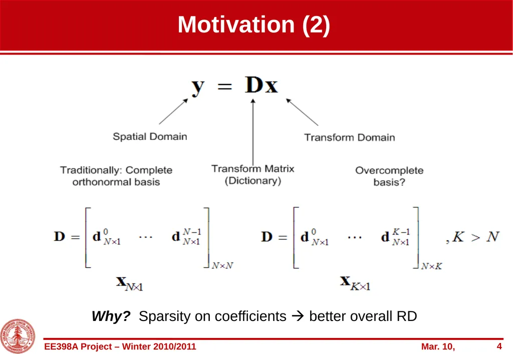 Entropy-constrained overcomplete-based coding of - slide 4 of 22