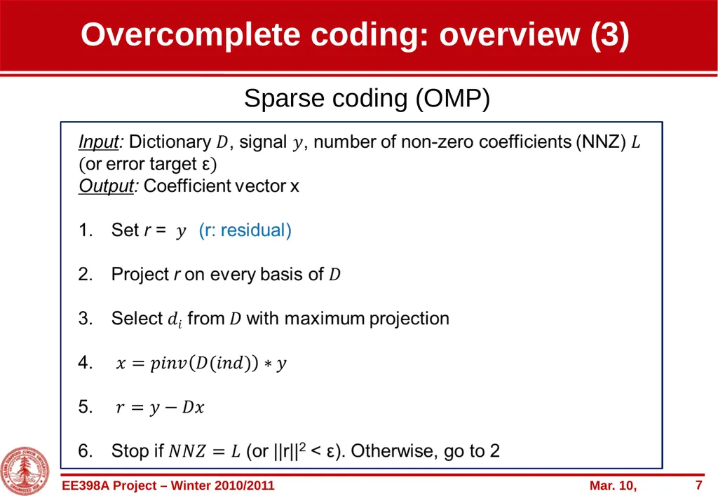 Entropy-constrained overcomplete-based coding of - slide 7 of 22