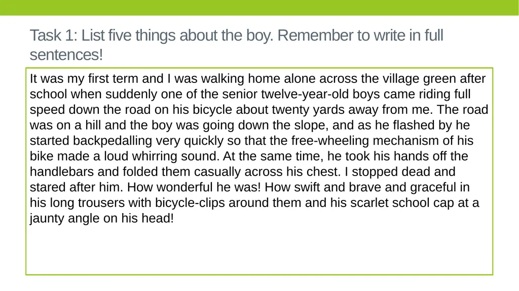 Boy Tales of Childhood by Roald Dahl LO: To - slide 4 of 9