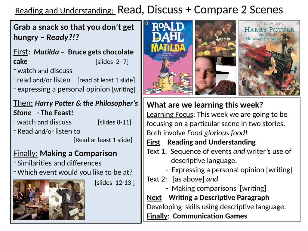 Reading and Understanding: Read, Discuss + Compare - slide 1 of 13