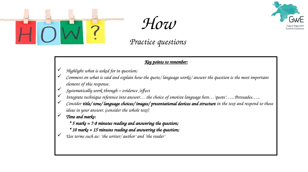 How Practice questions Key points to remember: - slide 1 of 38