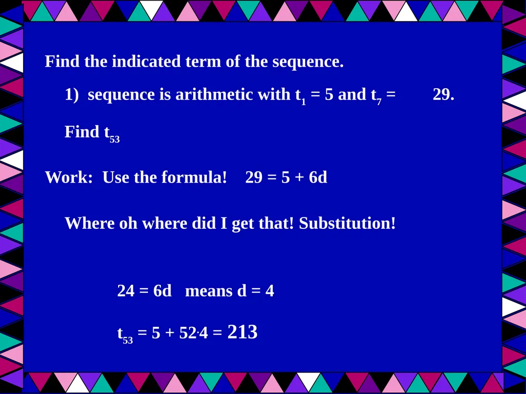 Geometric Sequences Plus a review of arithmetic - slide 15 of 24