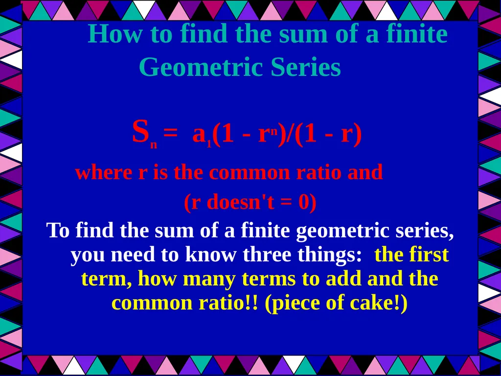 Geometric Sequences Plus a review of arithmetic - slide 17 of 24