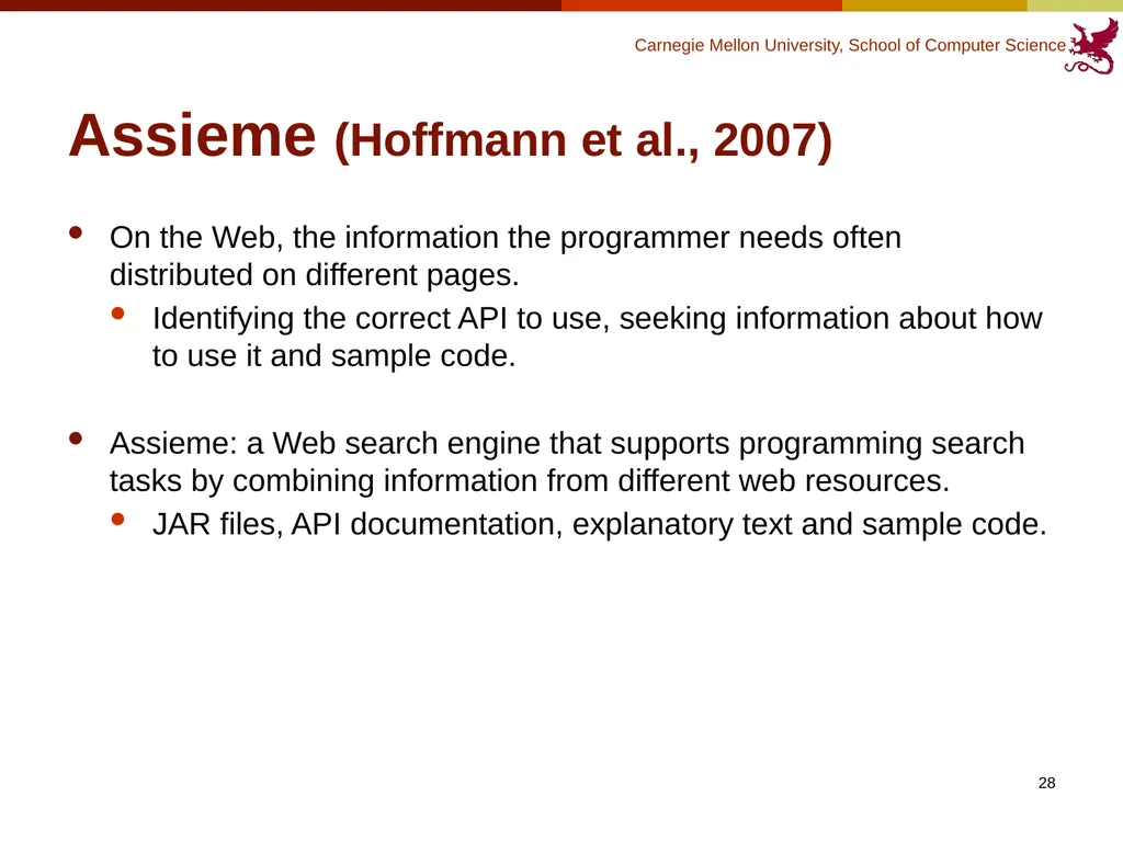 Finding Code to Reuse Kerry Chang Human-Computer - slide 28 of 37