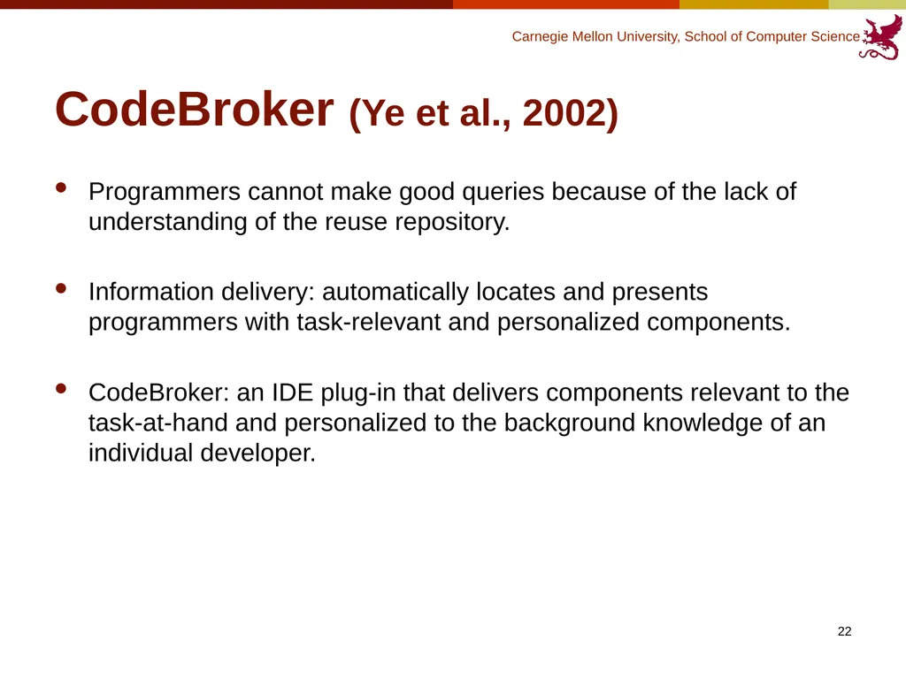 Finding Code to Reuse Kerry Chang Human-Computer - slide 22 of 37