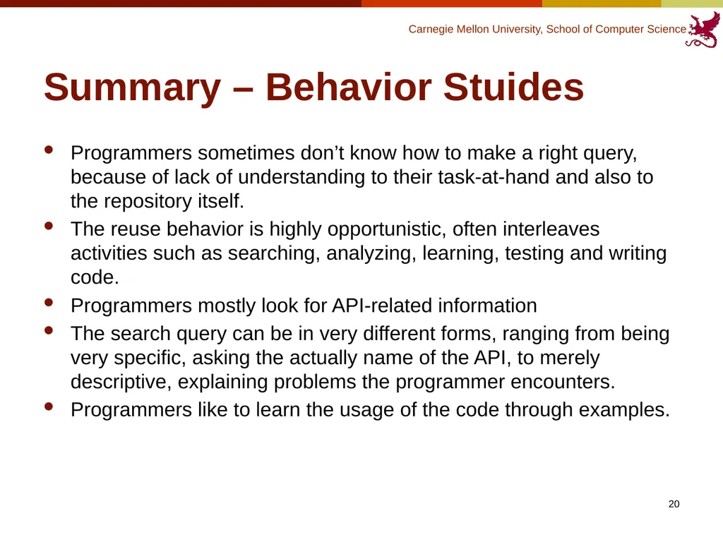 Finding Code to Reuse Kerry Chang Human-Computer - slide 20 of 37