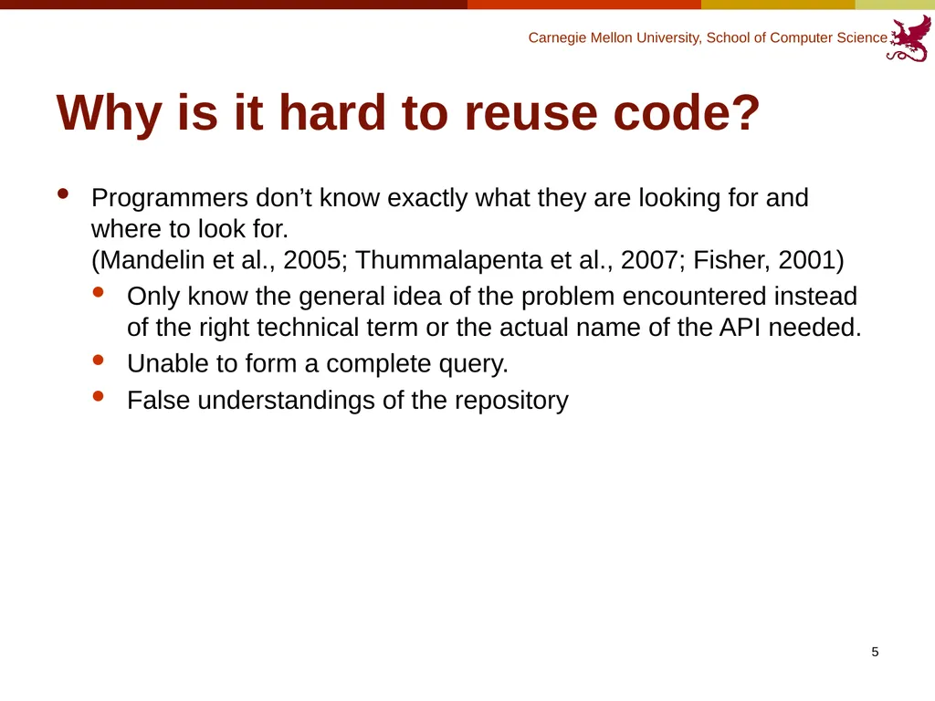 Finding Code to Reuse Kerry Chang Human-Computer - slide 5 of 37