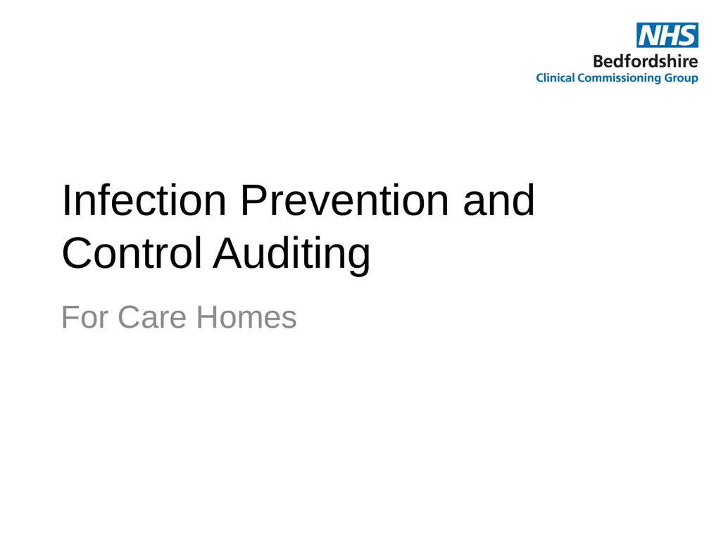 For Care Homes Infection Prevention and Control - slide 1 of 15