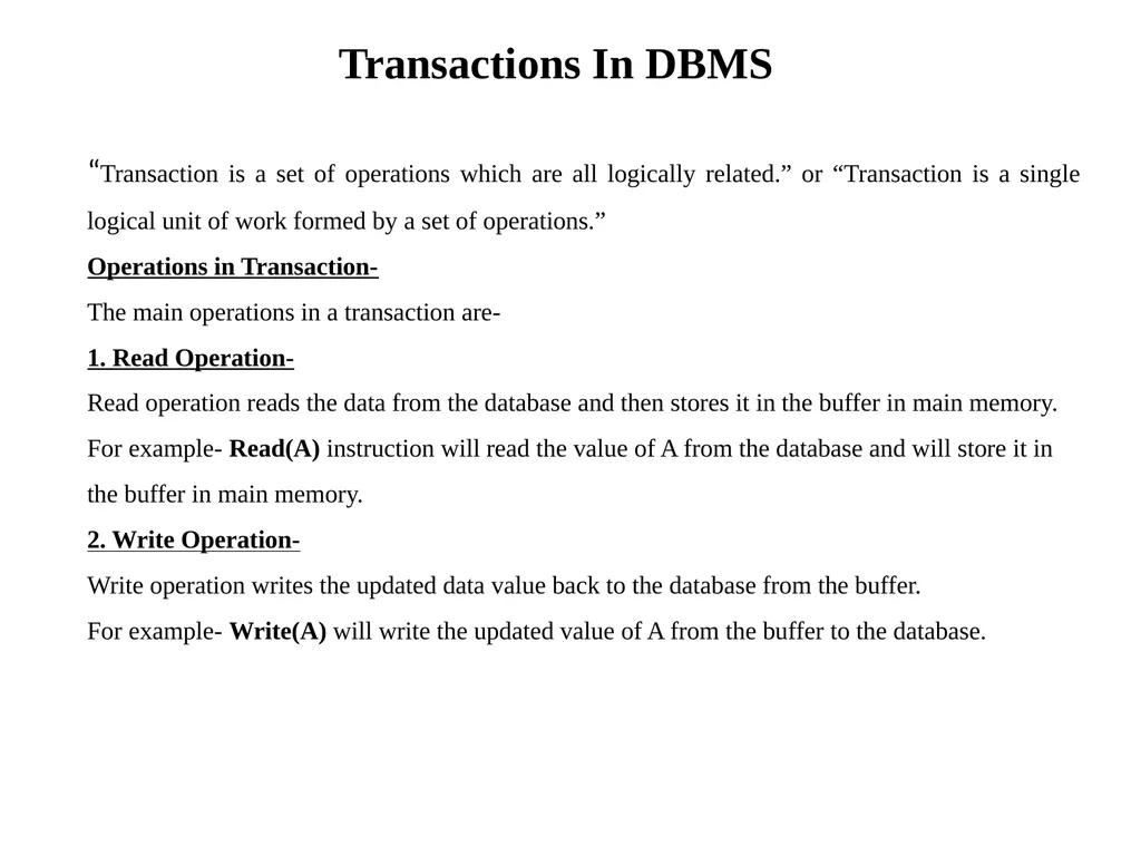Transactions In DBMS “Transaction is a set of - slide 1 of 38