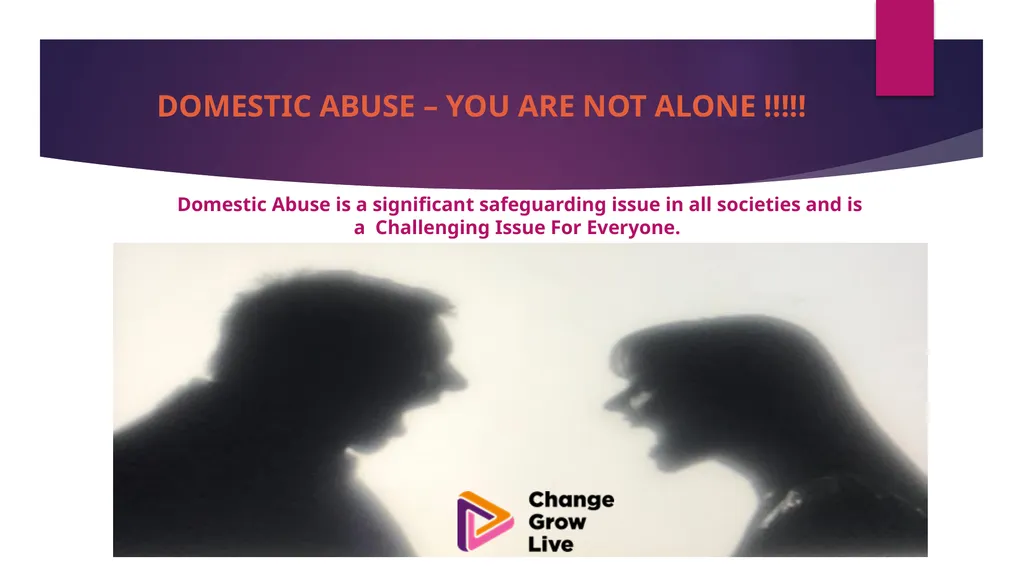 DOMESTIC ABUSE – YOU ARE NOT ALONE !!!!! Domestic - slide 1 of 35