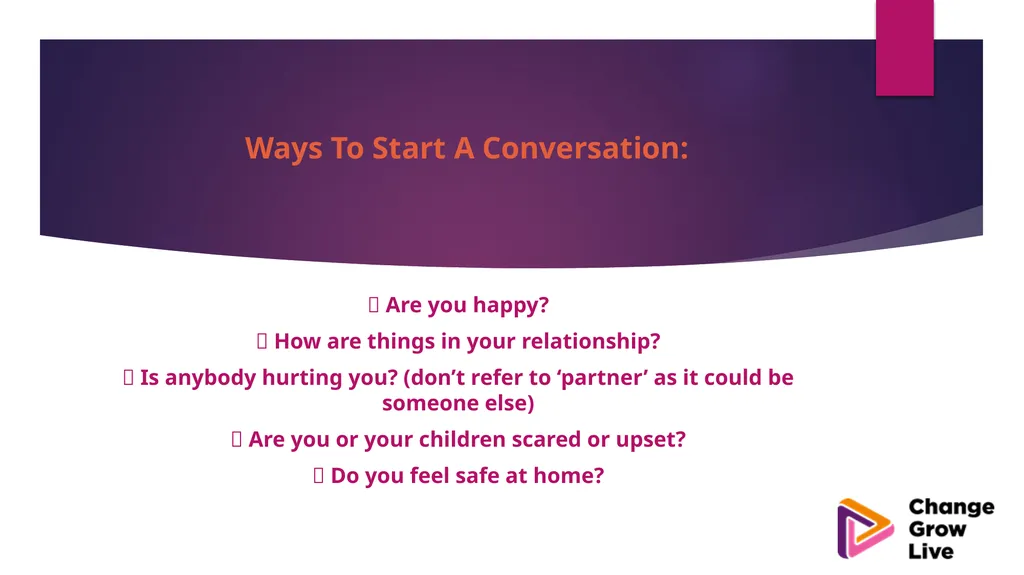 DOMESTIC ABUSE – YOU ARE NOT ALONE !!!!! Domestic - slide 13 of 35