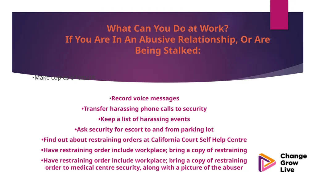 DOMESTIC ABUSE – YOU ARE NOT ALONE !!!!! Domestic - slide 33 of 35