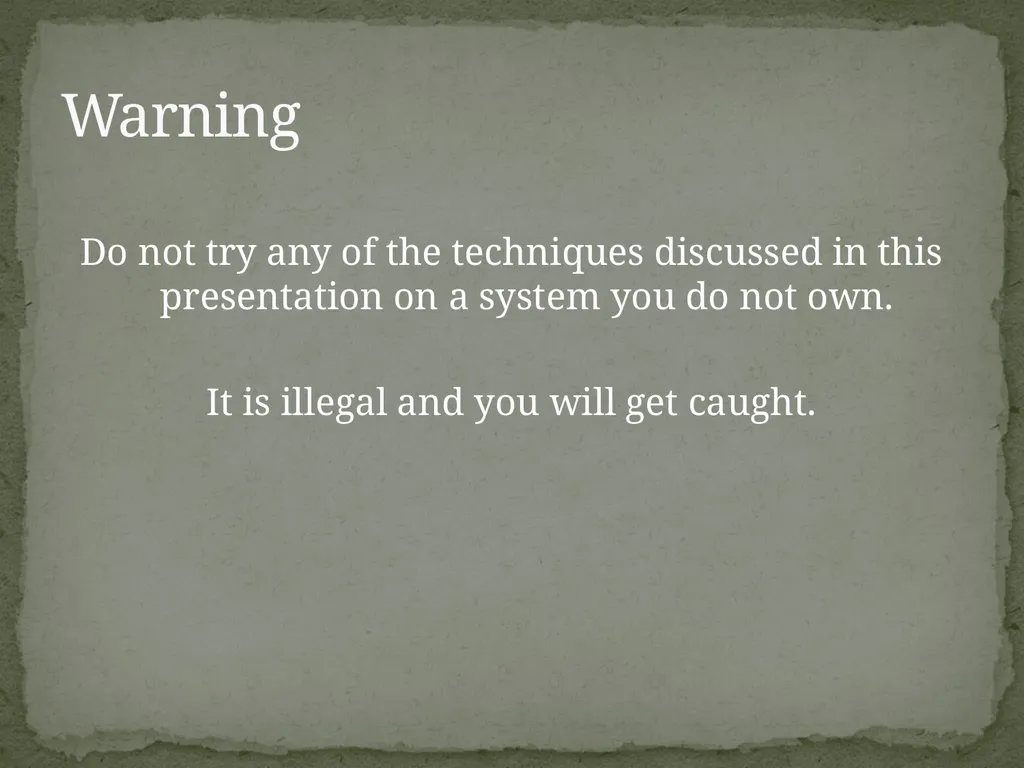 Web Application Secure Coding Do not try any of - slide 2 of 45