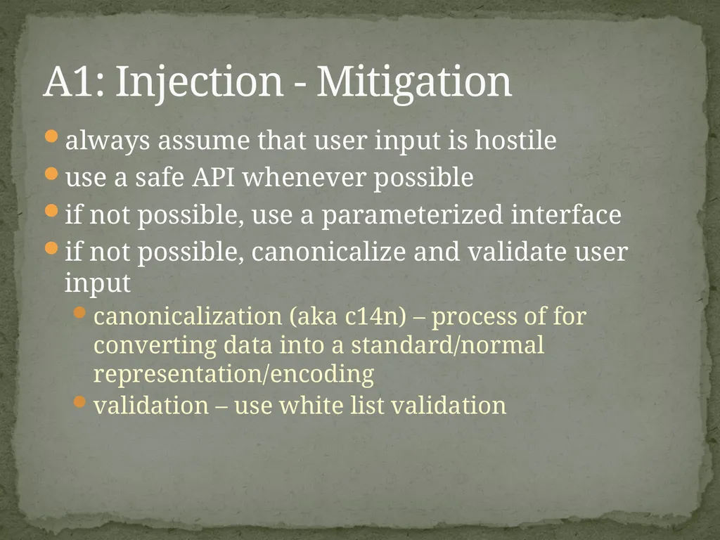 Web Application Secure Coding Do not try any of - slide 10 of 45