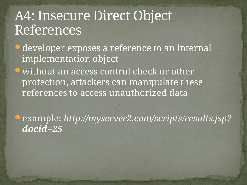 Web Application Secure Coding Do not try any of - slide 23 of 45