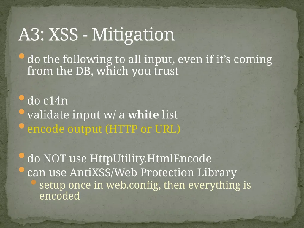 Web Application Secure Coding Do not try any of - slide 19 of 45
