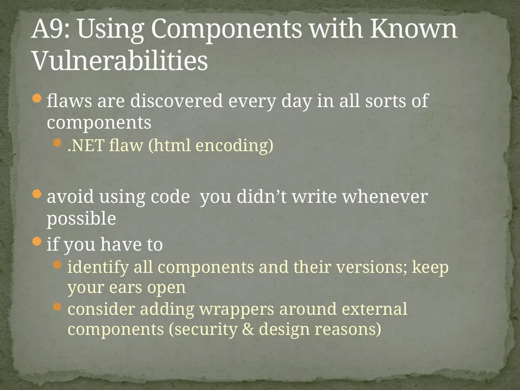 Web Application Secure Coding Do not try any of - slide 30 of 45
