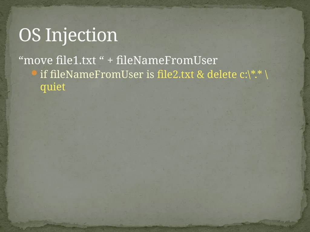 Web Application Secure Coding Do not try any of - slide 12 of 45