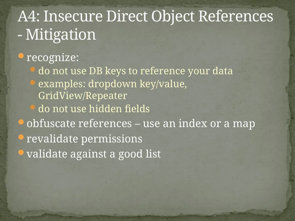 Web Application Secure Coding Do not try any of - slide 24 of 45