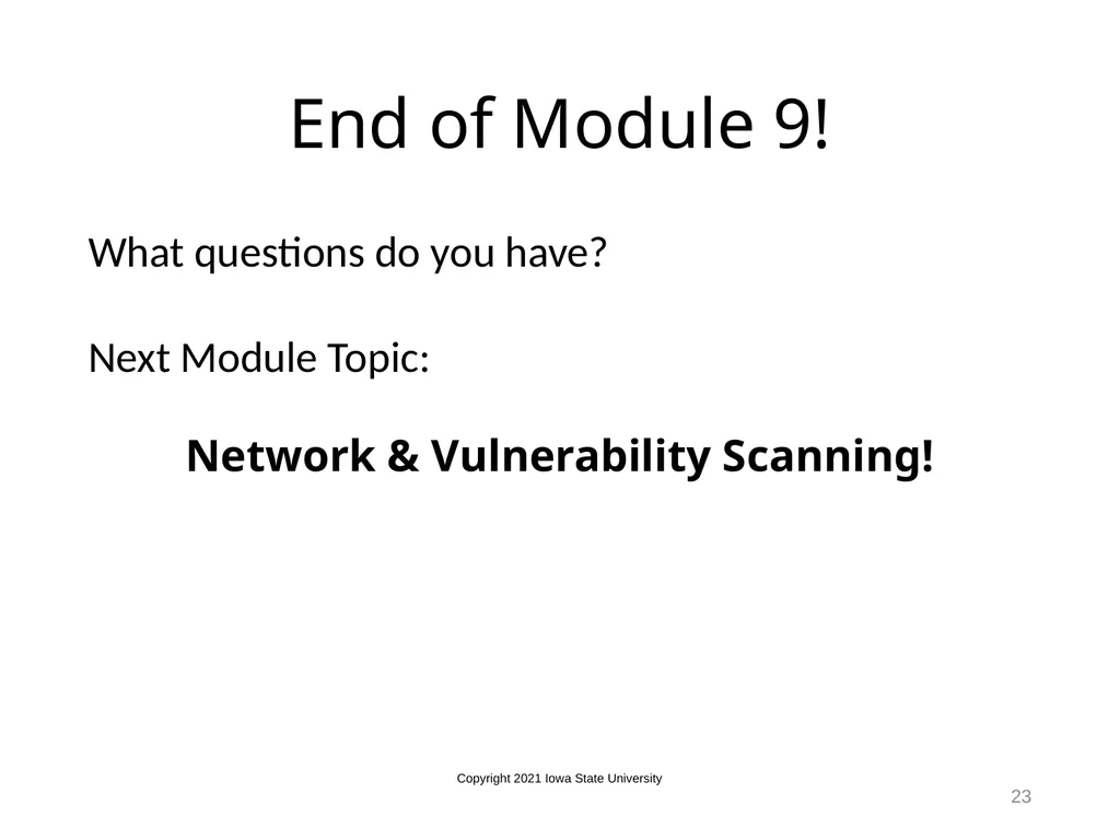 1 Web Vulnerabilities Module 9 Module 9 Agenda Web - slide 23 of 24