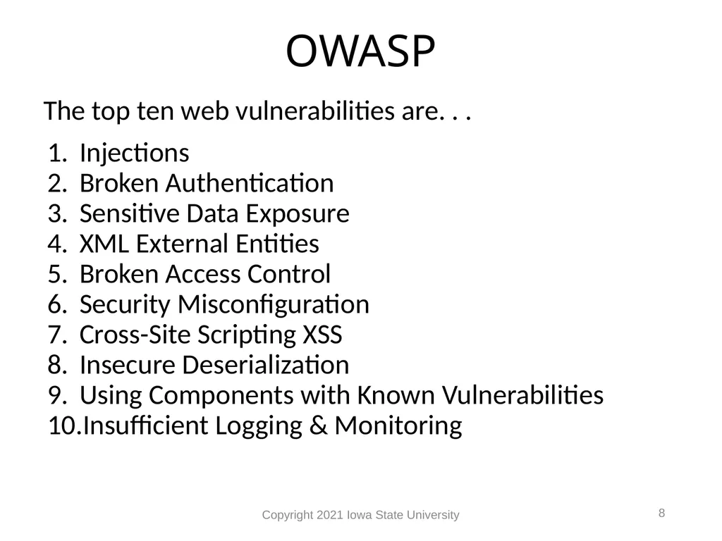 1 Web Vulnerabilities Module 9 Module 9 Agenda Web - slide 8 of 24