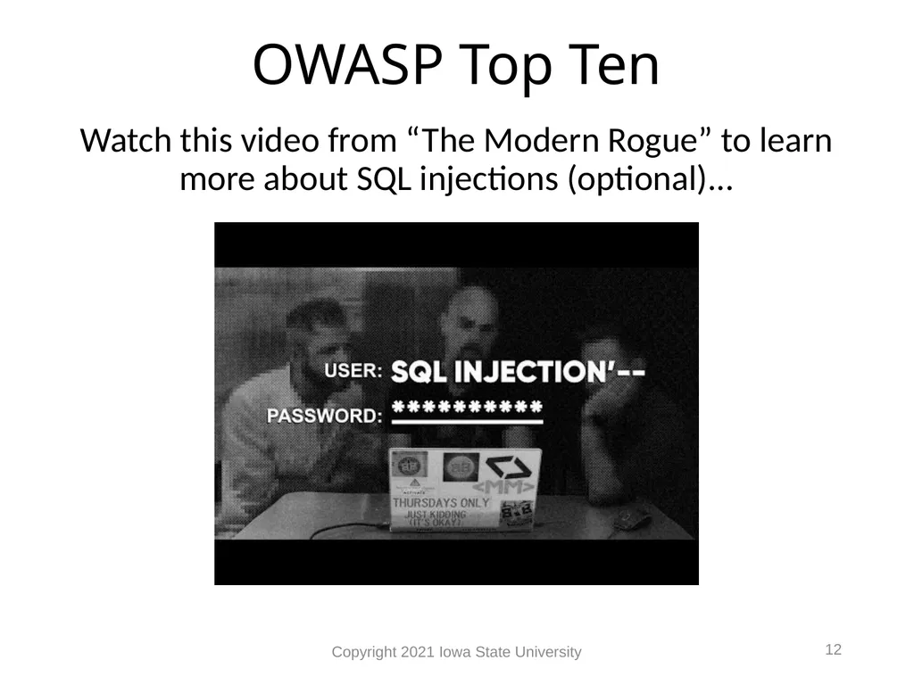 1 Web Vulnerabilities Module 9 Module 9 Agenda Web - slide 12 of 24