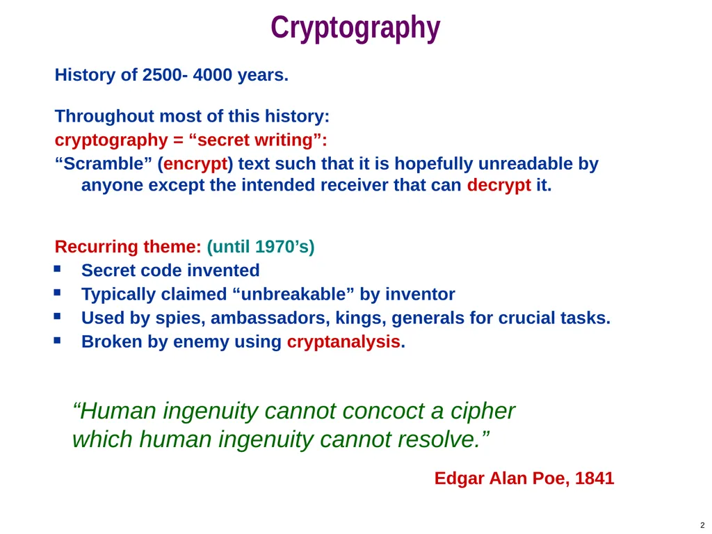 COS 433: Cryptography Princeton University Spring - slide 2 of 24
