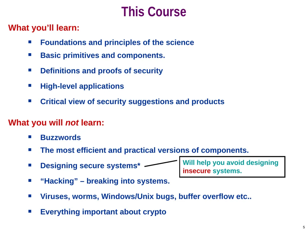 COS 433: Cryptography Princeton University Spring - slide 5 of 24