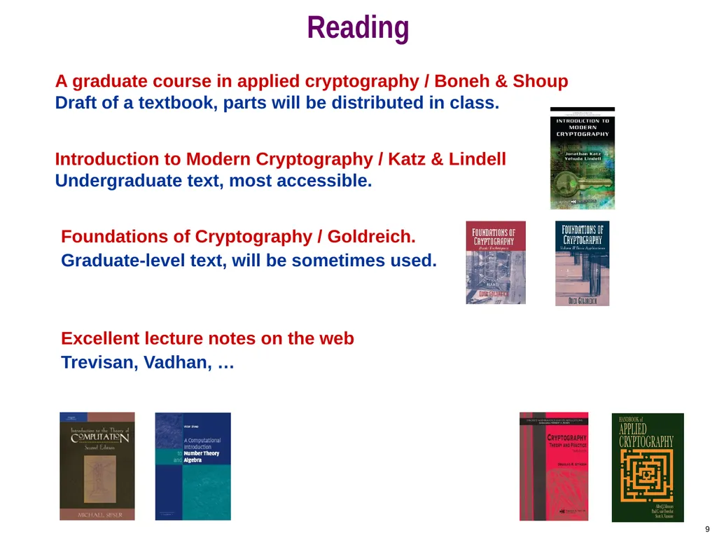 COS 433: Cryptography Princeton University Spring - slide 9 of 24