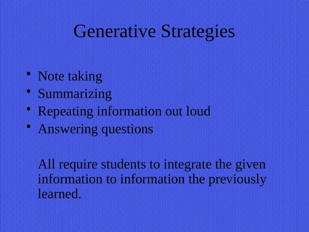 Teaching by Fostering Learning Strategies EDU 221 - slide 21 of 22