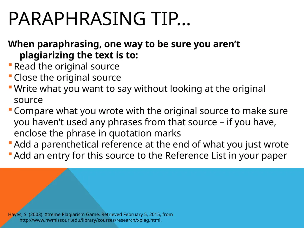 Citations & plagiarism How much do you know? - slide 12 of 15