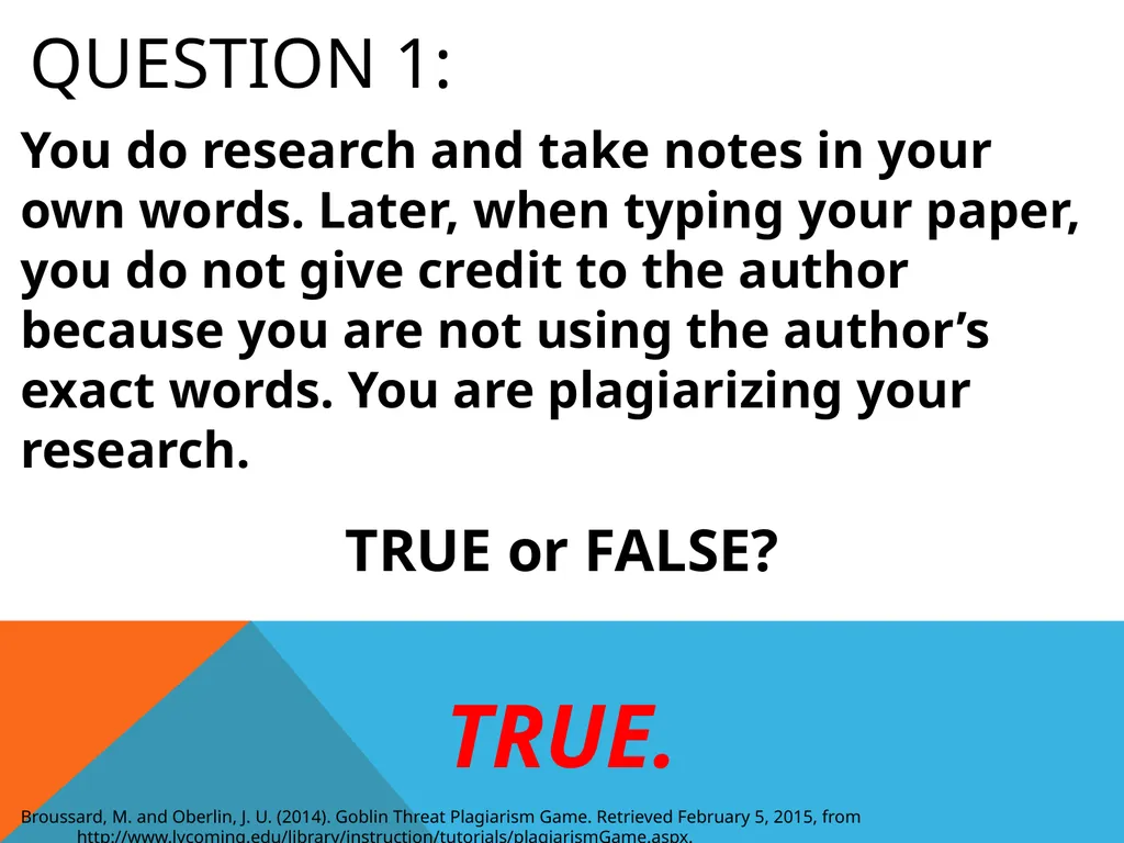 Citations & plagiarism How much do you know? - slide 2 of 15