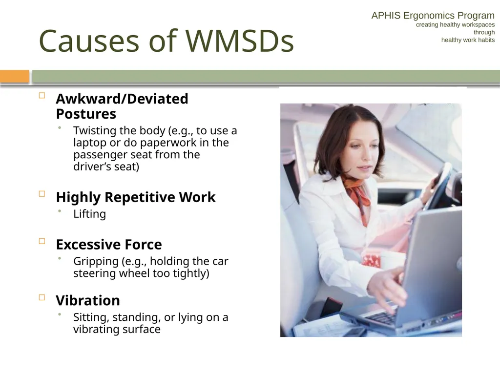 APHIS ERGONOMICS PROGRAM DRIVING Ergonomics - slide 5 of 62