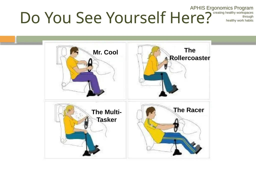 APHIS ERGONOMICS PROGRAM DRIVING Ergonomics - slide 18 of 62