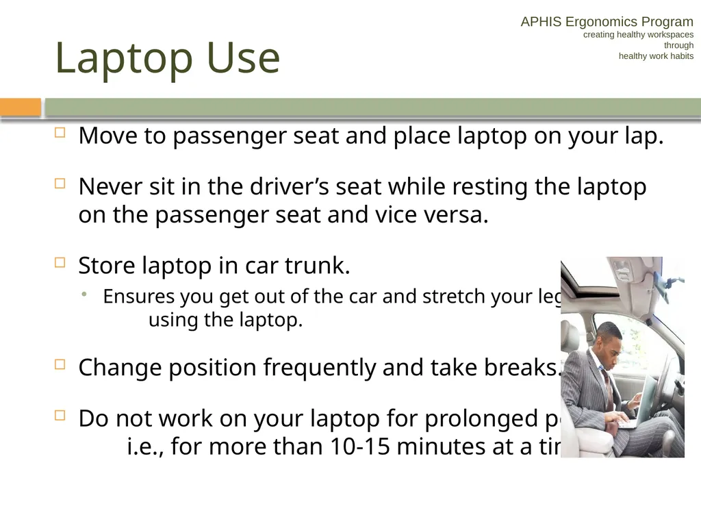 APHIS ERGONOMICS PROGRAM DRIVING Ergonomics - slide 30 of 62