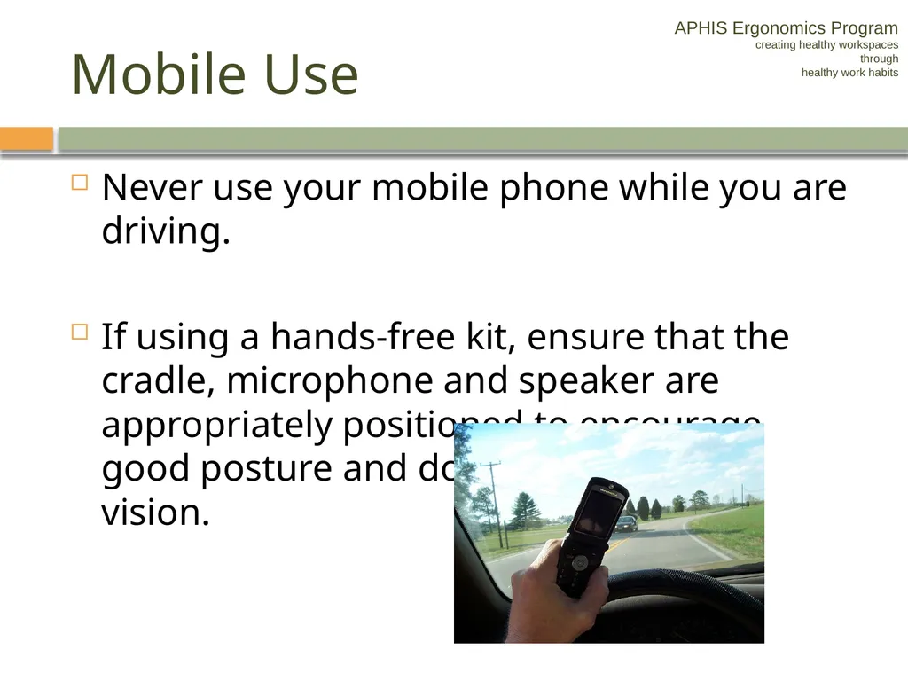 APHIS ERGONOMICS PROGRAM DRIVING Ergonomics - slide 32 of 62
