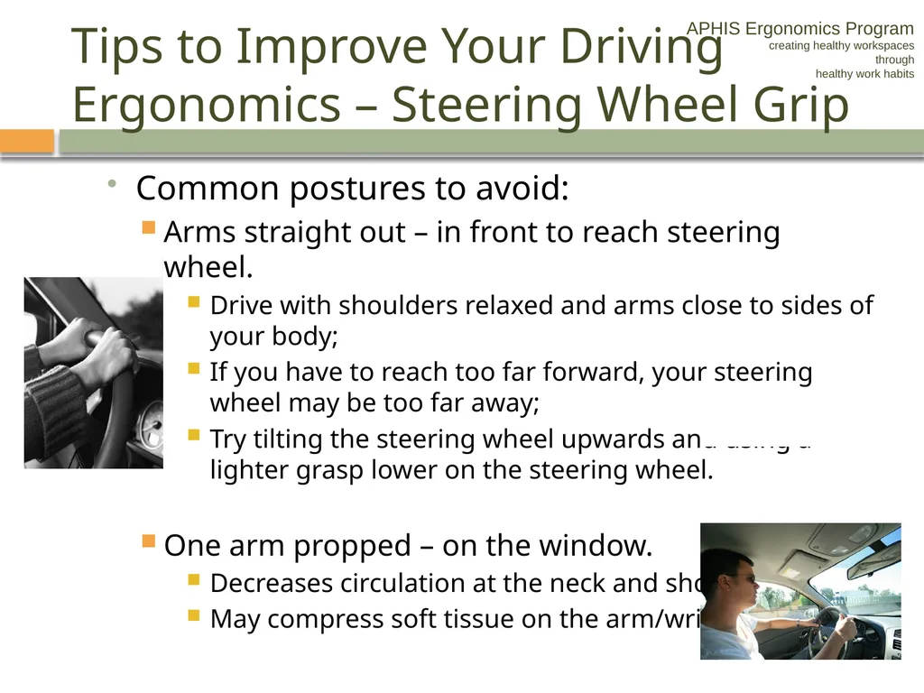 APHIS ERGONOMICS PROGRAM DRIVING Ergonomics - slide 44 of 62