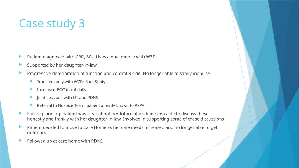 Physiotherapy management of PSP and CBD Helen - slide 13 of 15