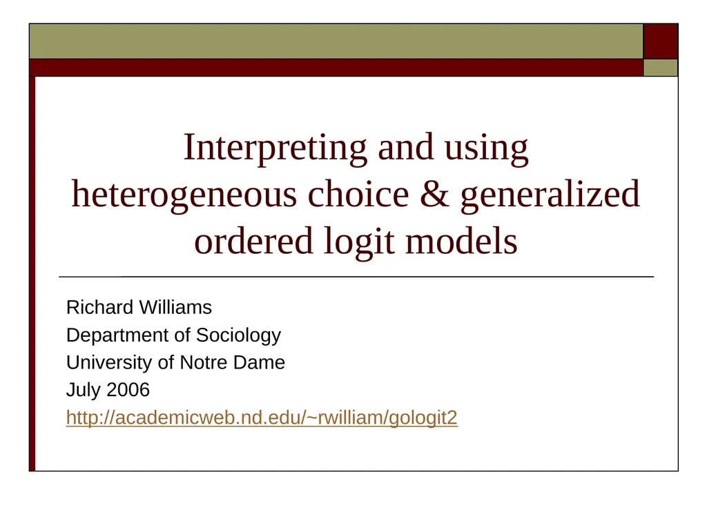 Interpreting and using heterogeneous choice & - slide 1 of 38
