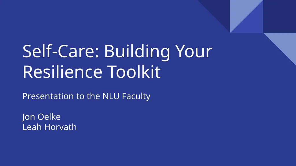 Self-Care: Building Your Resilience Toolkit - slide 1 of 13