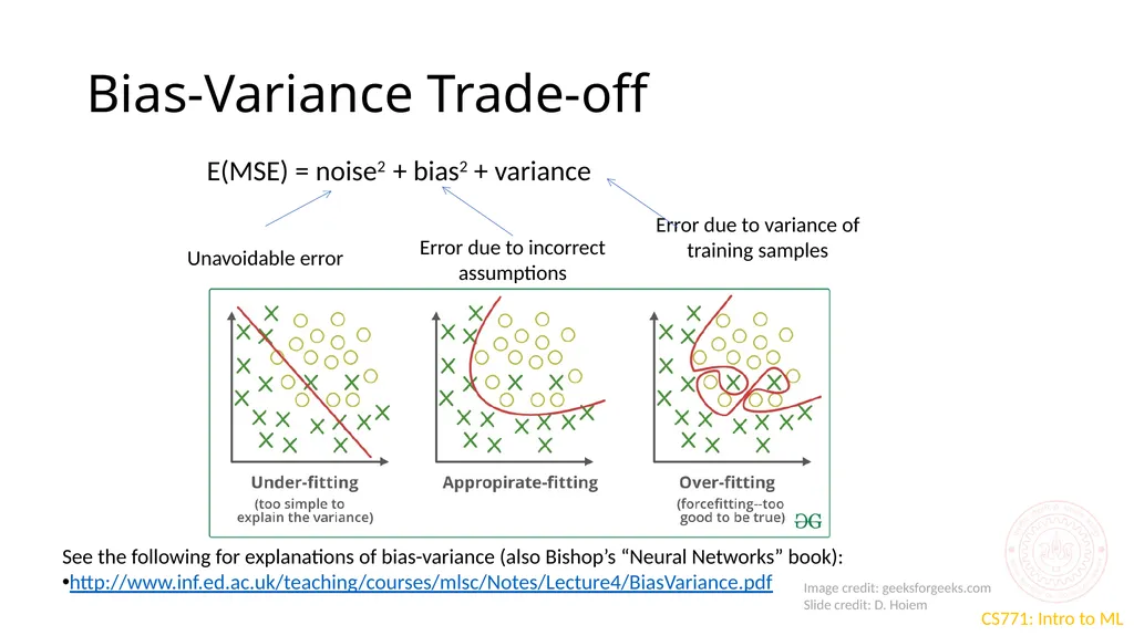 Sources of error CS771: Introduction to Machine - slide 7 of 13